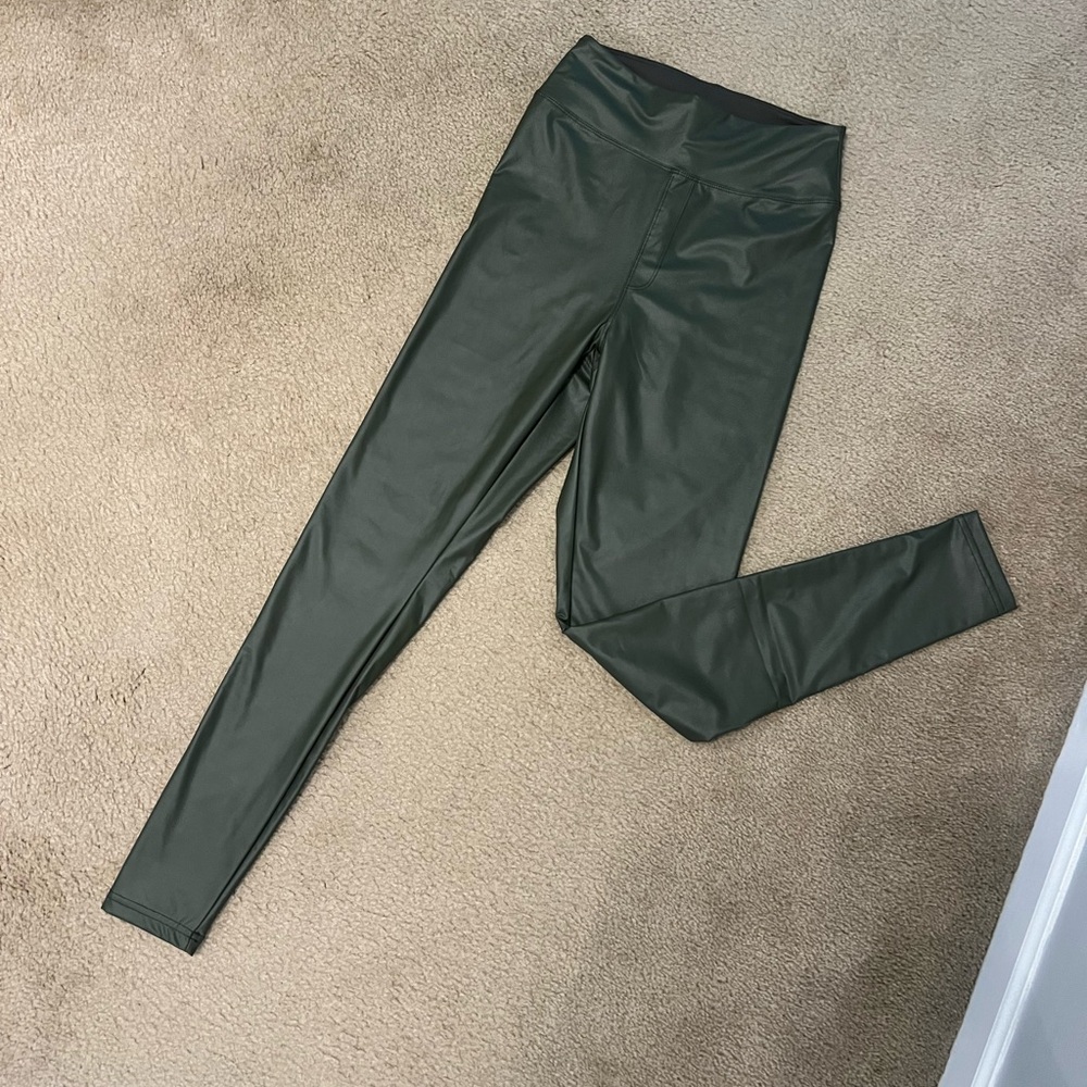 Aerie Olive Faux Leather Leggings